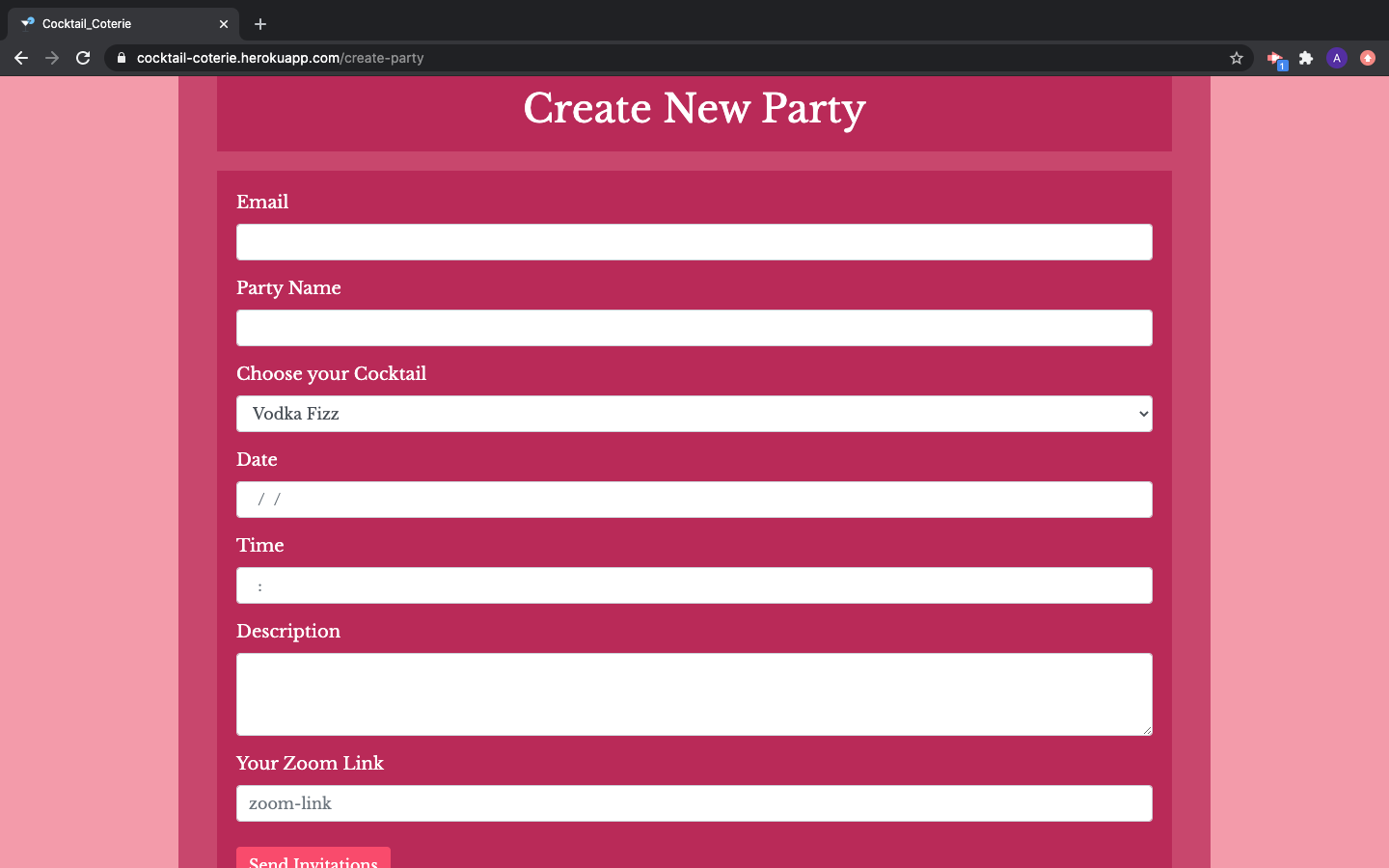 Party form Screen